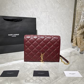 YSL BECKY MINI CHAIN BAG IN CARRÉ-QUILTED LAMBSKIN Burgundy 6507691 25 x 17 x 7 cm