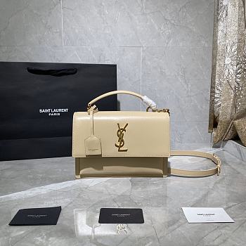 YSL MEDIUM SUNSET SATCHEL IN SMOOTH LEATHER Ivory Natural 634723 25 x 18 x 5 cm