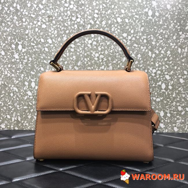 VALENTINO SMALL VSLING GRAINY CALFSKIN HANDBAG Beige ZW2B0F 25.5 x 12 x 19 cm - 1