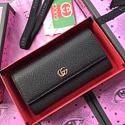 GUCCI GG Marmont Leather Continental Wallet Black 456116 19 × 10 × 2.5 cm - 1