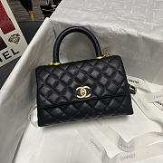CHANEL FLAP BAG WITH BLACK TOP HANDLE Grained Calfskin Gold Metal Black A92990 23 cm - 1