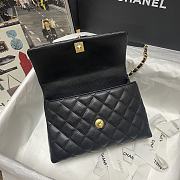 CHANEL FLAP BAG WITH BLACK TOP HANDLE Grained Calfskin Gold Metal Black A92990 23 cm - 4