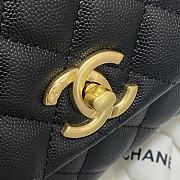 CHANEL FLAP BAG WITH BLACK TOP HANDLE Grained Calfskin Gold Metal Black A92990 23 cm - 2