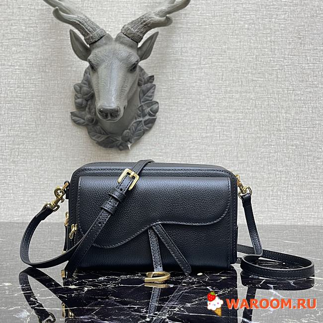 DIOR SADDLE DOUBLE POUCH Goatskin Black S5668CCEH 19 x 10.5 x 5 cm - 1