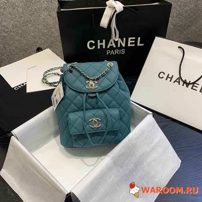 CHANEL Backpack Grained Calfskin Light Blue AS1371 21.5 x 24 x 12 cm - 1