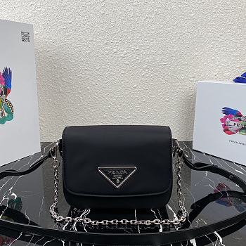 PRADA Nylon And Leather Identity Shoulder Bag Black 1BD263 21 x 16 x 6.5 cm
