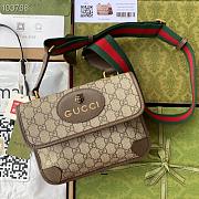 GUCCI SMALL Neo Vintage Messenger Bag GG Supreme Canvas Beige 501050 22 x 16.5 x 4 cm - 1