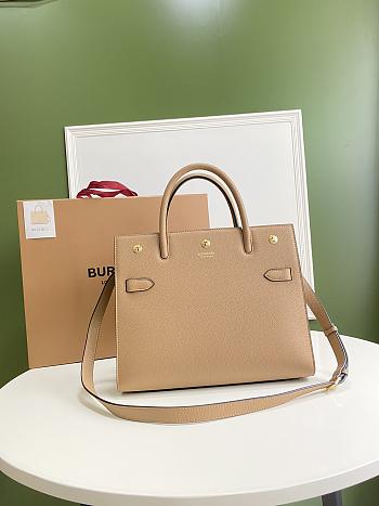 BURBERRY SMALL Leather Two-handle Title Bag Light Beige 80246891 34 x 15 x 25 cm