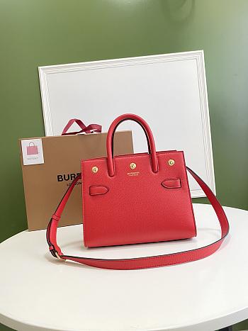 BURBERRY MINI Leather Two-handle Title Bag Red 80254721 26 x 13.5 x 20 cm