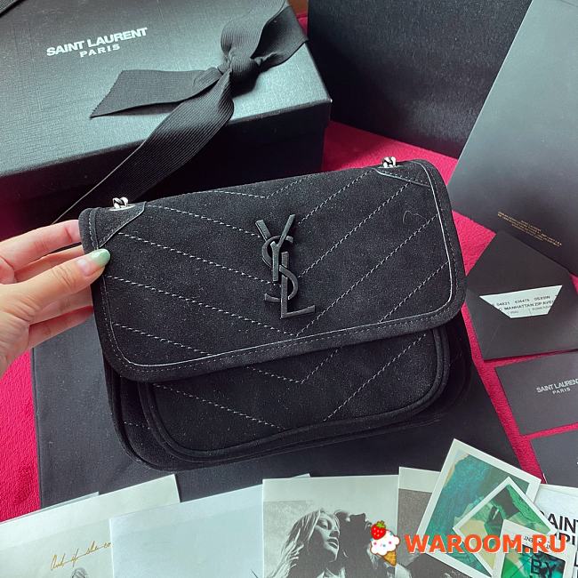 YSL BABY NIKI IN SUEDE AND SMOOTH LEATHER Black Metal 4988941 22 cm - 1