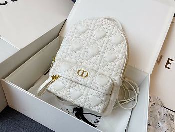 DIOR MINI DIORAMOUR DIOR BACKPACK Cannage Lambskin with Heart Motif White M9222 16 x 21 x 8.5 cm