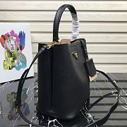 PRADA MEDIUM Panier Saffiano Leather Bag Black And Creme 1BA212 22 × 23 × 13 cm - 6