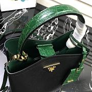 PRADA MEDIUM Panier Saffiano Leather Bag Black And Green 1BA212 22 × 23 × 13 cm - 5