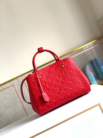 LOUIS VUITTON MONTAIGNE MM Monogram Empreinte Leather Red M41048 33 × 23 × 15 cm