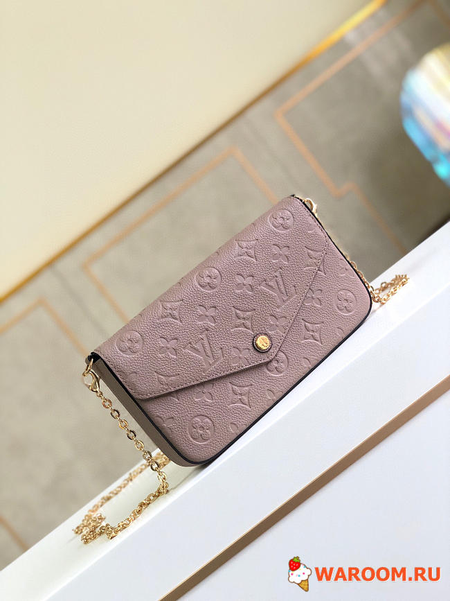 LOUIS VUITTON FÉLICIE POCHETTE Monogram Empreinte Leather Beige M68697 21 x 12 x 3 cm - 1