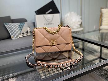 CHANEL 19 Handbag Lambskin Peach AS1160 26cm