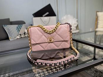 CHANEL LARGE 19 Handbag Lambskin Pink AS1161 30cm