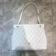 BALENCIAGA LARGE Buckle Shoulder Bag Diamond Pattern Leather Golden Metal White 37 x 8 x 29 cm - 1
