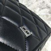BALENCIAGA SMALL Buckle Shoulder Bag Diamond Pattern Leather Silver Metal Black 25 x 9 x 20 cm - 6