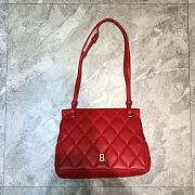 BALENCIAGA SMALL Buckle Shoulder Bag Diamond Pattern Leather Golden Metal Red 25 x 9 x 20 cm - 1