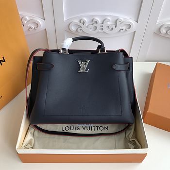 LOUIS VUITTON LOCKME DAY Grained Calfskin Leather Black And Red M53730 31 x 24 x 16 cm