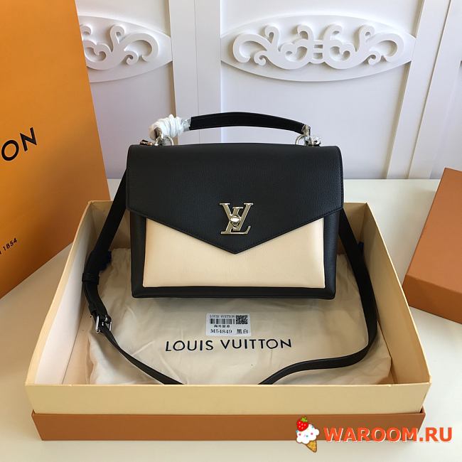 LOUIS VUITTON MYLOCKME SATCHEL Grained Calfskin Leather Black And White M54849 28 x 20 x 11 cm - 1