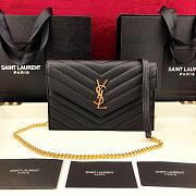 YSL ENVELOPE CHAIN WALLET IN GRAIN DE POUDRE EMBOSSED LEATHER Black 393953 19 x 11.5 x 4 cm - 1
