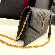 YSL ENVELOPE CHAIN WALLET IN GRAIN DE POUDRE EMBOSSED LEATHER Black 393953 19 x 11.5 x 4 cm - 5