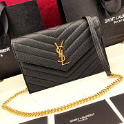 YSL ENVELOPE CHAIN WALLET IN GRAIN DE POUDRE EMBOSSED LEATHER Black 393953 19 x 11.5 x 4 cm - 3