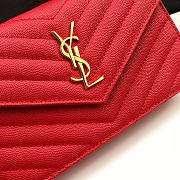 YSL ENVELOPE CHAIN WALLET IN GRAIN DE POUDRE EMBOSSED LEATHER Red 393953 19 x 11.5 x 4 cm - 4