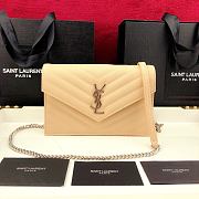 YSL ENVELOPE CHAIN WALLET IN GRAIN DE POUDRE EMBOSSED LEATHER Creme 393953 19 x 11.5 x 4 cm - 1