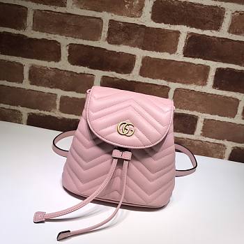 GUCCI GG Marmont Matelassé Backpack Pink 528129 19 x 18.5 x 10 cm