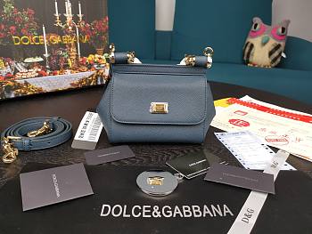 DOLCE&GABBANA MINI Dauphine Leather Sicily Bag Blue BB4825A1001 16 x 10 x 5 cm