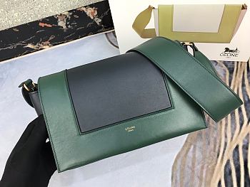 CELINE MEDIUM Frame Bag In Shiny Smooth Calfskin Dark Green And Black 180263 25 x 17 x 8.5 cm