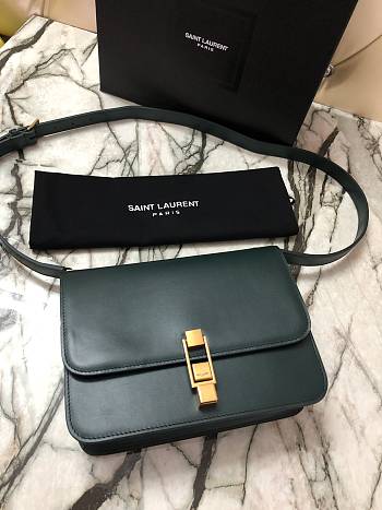 YSL LE CARRE SATCHEL IN BOX Leather Dark Green 6332141 23 x 17.5 x 6.5 cm