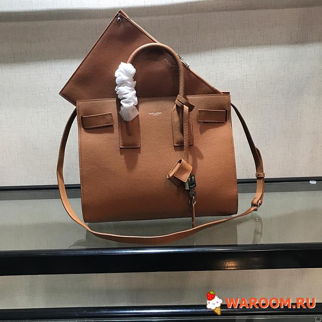 YSL SMALL CLASSIC SAC DE JOUR In Grained Leather Brown 378299 32 x 25 x 16.5 cm - 1