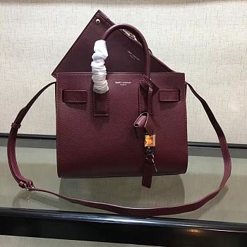 YSL BABY CLASSIC SAC DE JOUR In Grained Leather Burgundy 421863 26 x 21 x 13 cm