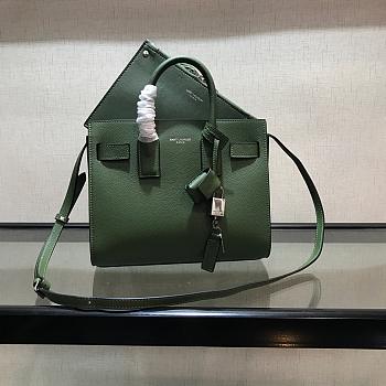 YSL BABY CLASSIC SAC DE JOUR In Grained Leather  Dark Green 421863 26 x 21 x 13 cm