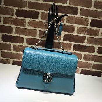 GUCCI LARGE Interlocking GG Shoulder Bag Neon Blue 510306 32 x 20 x 12 cm