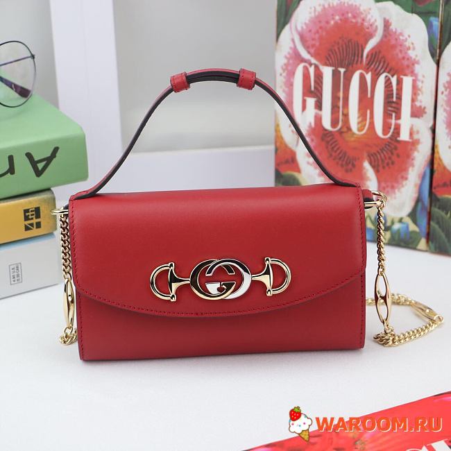 GUCCI MINI Shoulder Bag Leather Red 564718 18.5 x 11 x 3.5 cm - 1