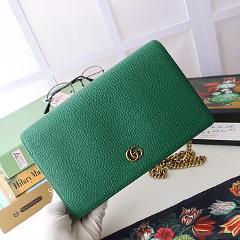 GUCCI MINI GG Marmont Chain Bag Leather Green 497985 20 x 12.5 x 4 cm