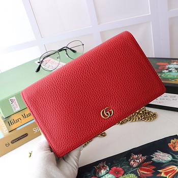 GUCCI MINI GG Marmont Chain Bag Leather Red 497985 20 x 12.5 x 4 cm