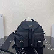 PRADA MEDIUM Nylon Saffiano Leather Backpack Black 1BZ811 30 x 32 x 15 cm - 1
