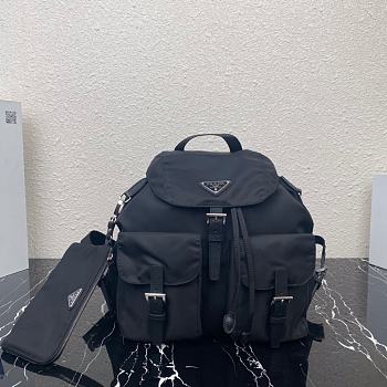 PRADA MEDIUM Nylon Saffiano Leather Backpack Black 1BZ811 30 x 32 x 15 cm