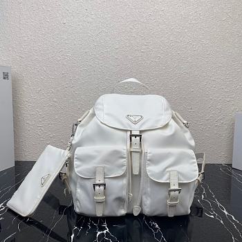 PRADA MEDIUM Nylon Saffiano Leather Backpack White 1BZ811 30 x 32 x 15 cm