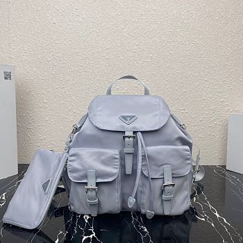 PRADA MEDIUM Nylon Saffiano Leather Backpack Light Blue 1BZ811 30 x 32 x 15 cm