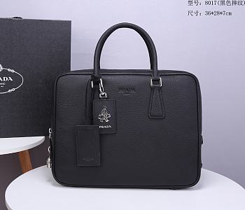 PRADA Briefcase Grained Cowhide Leather Black 8017 36 x 28 x 7 cm  