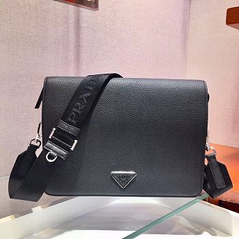 PRADA Leather Cross-Body Bag Black 2VD012 30 × 22 × 5 cm