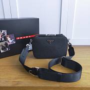 PRADA Brique Saffiano Leather Cross-Body Bag Black 2VH070 18 x 12 x 5.5 cm - 1