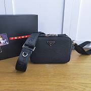 PRADA Brique Saffiano Leather Cross-Body Bag Black 2VH070 18 x 12 x 5.5 cm - 3